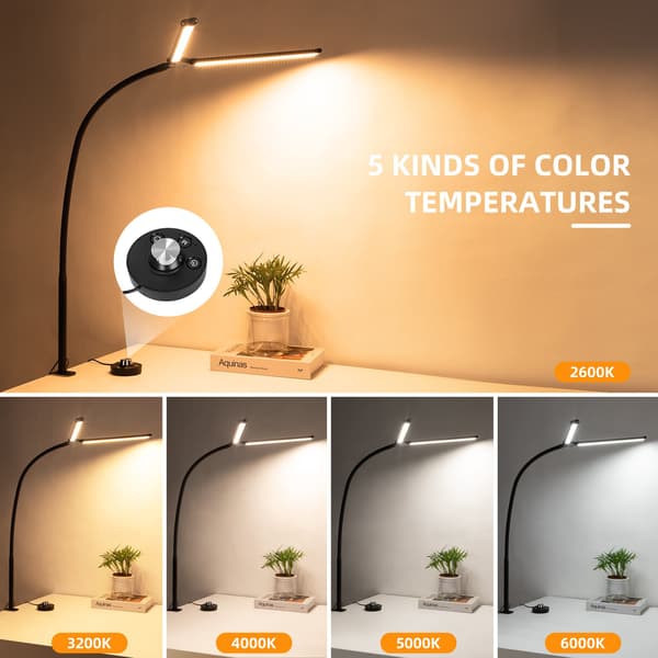 Dimbar LED-bordlampe med klemme og fjernkontroll Black