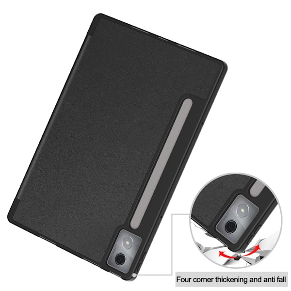 Til Lenovo Idea Tab Pro Case Tri-Fold Stand Cover med Pen Holder - Sort Black