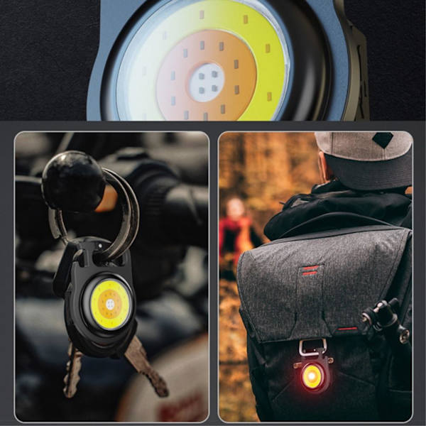 Keychain Flashlight Outdoor Portable Rechargeable Work Light Red+Yellow+White Black