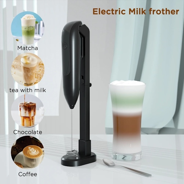 Mini Blender Mjölkskummare Handhållen Skummare Elektrisk Dryckesblandare - Svart Svart