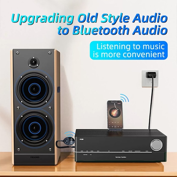 W8 Bilstereoadapter Bluetooth-kompatibel mottaker FM-sender med teleskopkabel Black