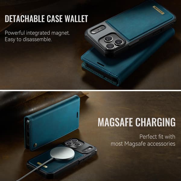 CASEME Til iPhone 17 Pro Max Lommebokdeksel Magnetisk Avtakbar RFID Beskyttelse Green