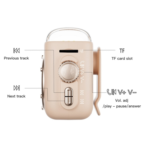 Magnetisk højttaler, natlys, ur, Bluetooth 5.3, lydenhed med bagklips Grey