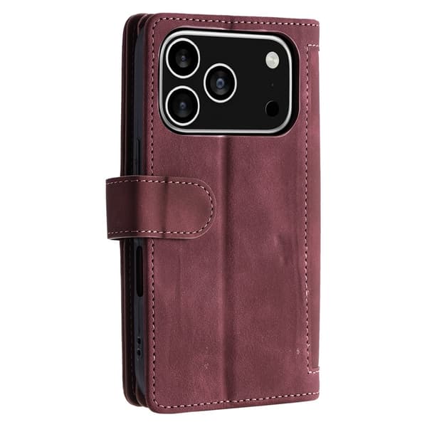 Til iPhone 17 Pro Deksel med glidelås og 9 kortspor Red