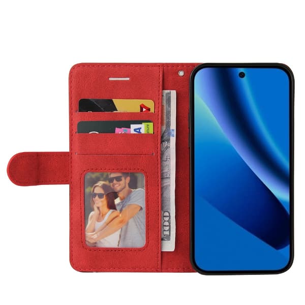 Til Google Pixel 10a Lommebokdeksel med Stativ Tofarget Design - Rød Red