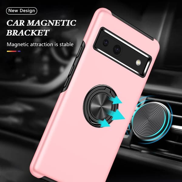 Hybrid-etui med fingerreim og kickstand for Google Pixel 8a Pink