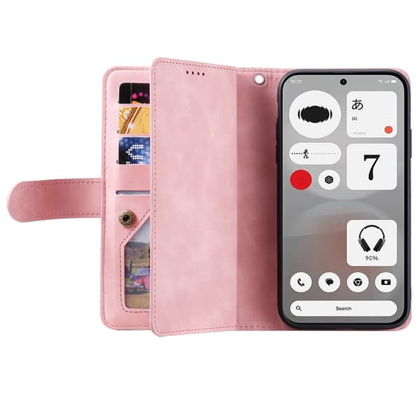 Mobilcover med kortlommer og håndledsrem til Nothing Phone (4b) Pink