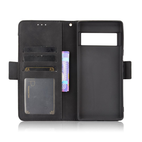 Google Pixel 6 Puhelimen Lompakkoteline Suojakotelo - Musta Black