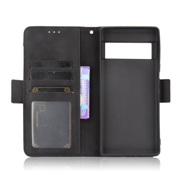 Google Pixel 6 Telefontegnebog Stand Beskyttelsesetui - Sort Black