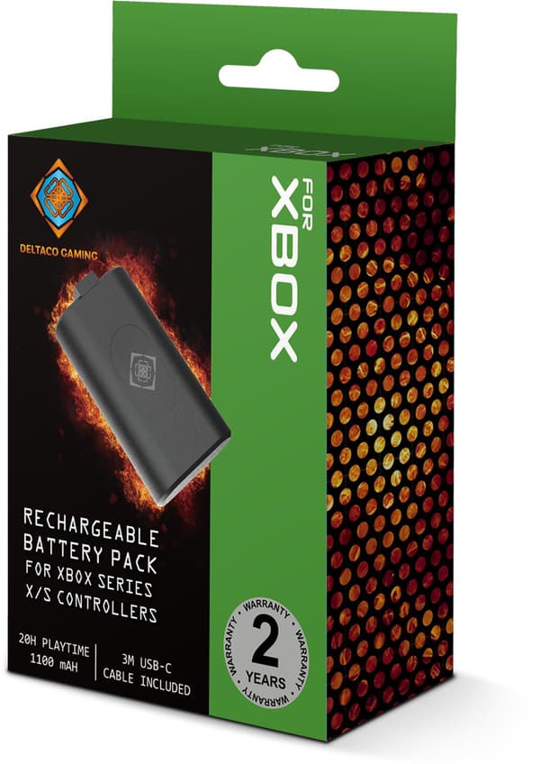 DELTACO GAMING Uppladdningsbart batteri för Xbox X/S kontroller Svart