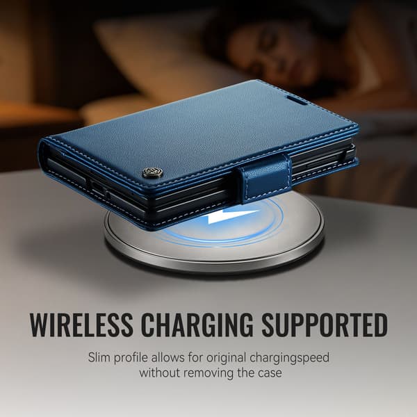 CASEME Glanset telefonlommebokdeksel til Samsung Galaxy Z Fold8 Blue