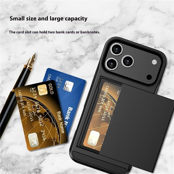 Telefonfodral med skjutbart korthållarfack till iPhone 18 Pro / 17 Pro Röd