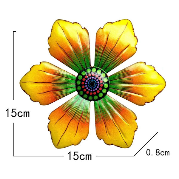 Blomma Metall Väggdekor Trädgård prydnad 15x15x0,8cm - Gul Gul