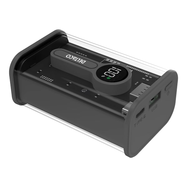Deltaco Transparent virtapankki pikalatauksella 10 000 mAh Black
