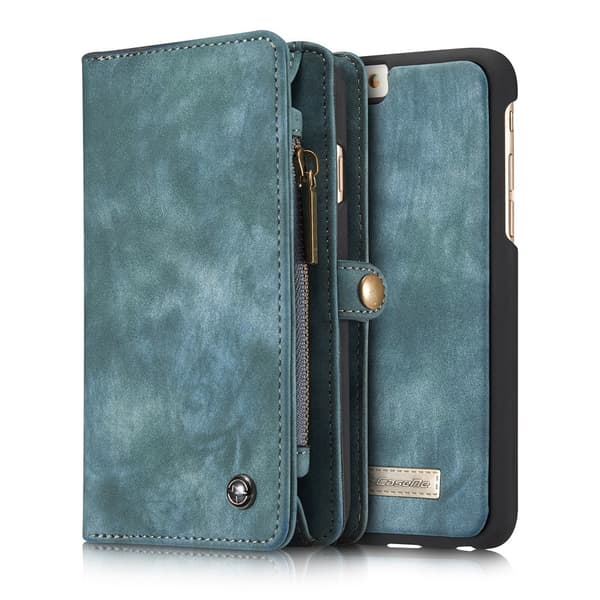 CASEME iPhone 6s 6 Retro Split läder plånbokssuojakuori - Sininen Blue