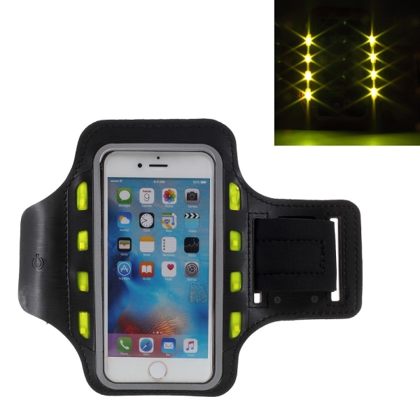 Sportarmband till iPhone 6 Plus med LED lampa - SVART Svart