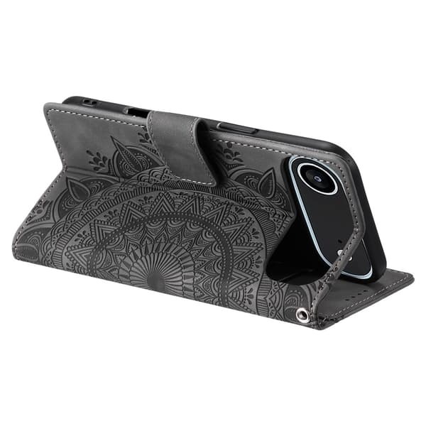 För iPhone Air Stativfodral Totem Plånboksfodral - Grå grå