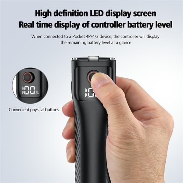 Powerbank og kameragreb til DJI Osmo Pocket 4P / 4 / 3, 5000 mAh, 22,5 W Black