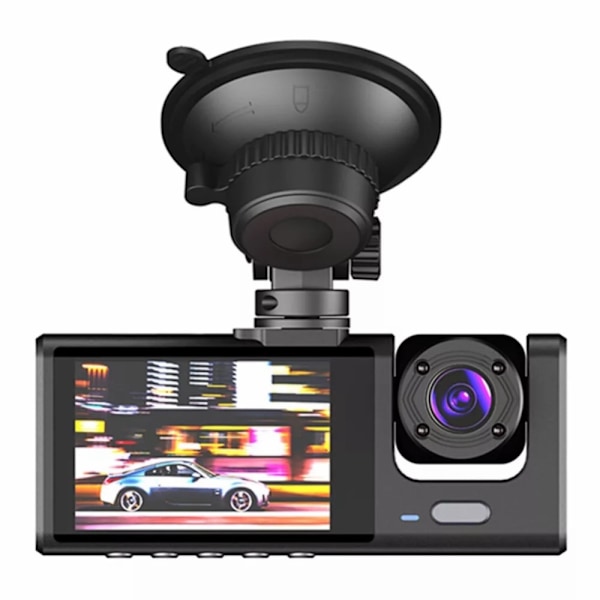 Bilkamera 3 objektiv vidvinkel 1080P HD bil DVR Dash Cam parkeringsmonitor Svart