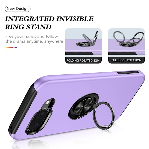 Till Pixel 9A Hybrid skal med Finger Ring - Lila Lila