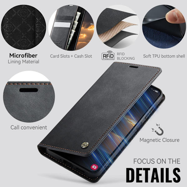 Til Samsung Galaxy A37 5G CASEME Pungetui Black