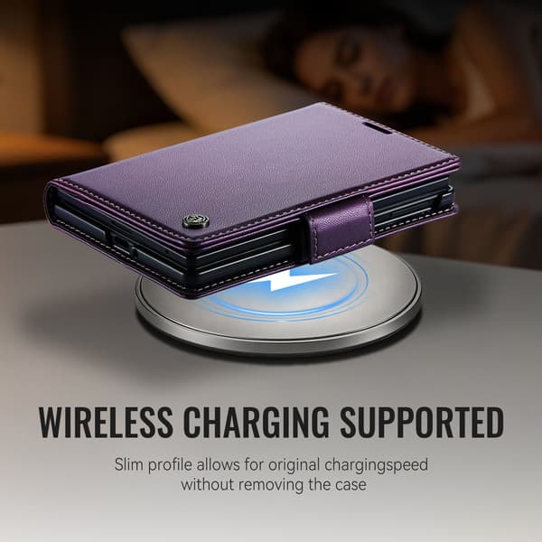 CASEME Glansigt telefonplånboksfodral till Samsung Galaxy Z Fold8 Lila