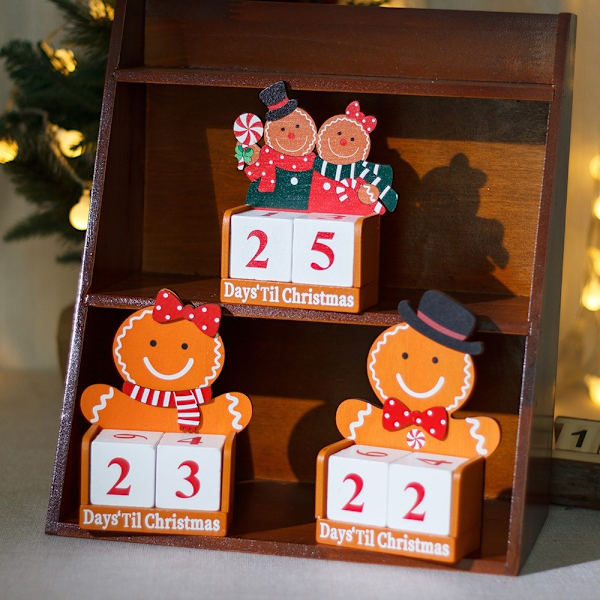 Julekalender med pepperkake mann i tre - Nedtelling til jul Brown