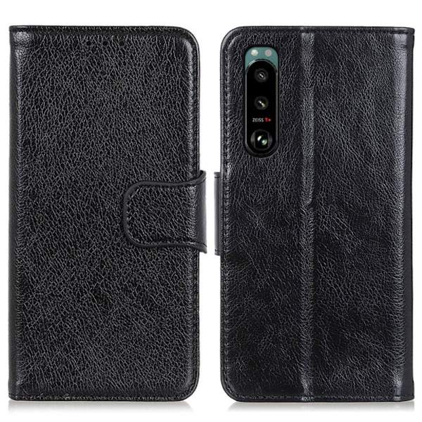 Sony Xperia 5 III Lommebok-deksel Teksturert Split - Svart Black