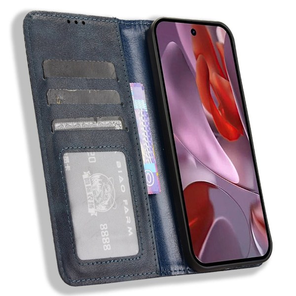 Til Google Pixel 9A Stand Phone Case Fuld Protection Pung Cover Blue