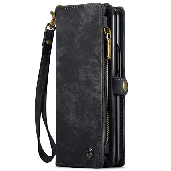CASEME Retro läder plånboksfodral till Samsung Galaxy Z Fold6 Svart