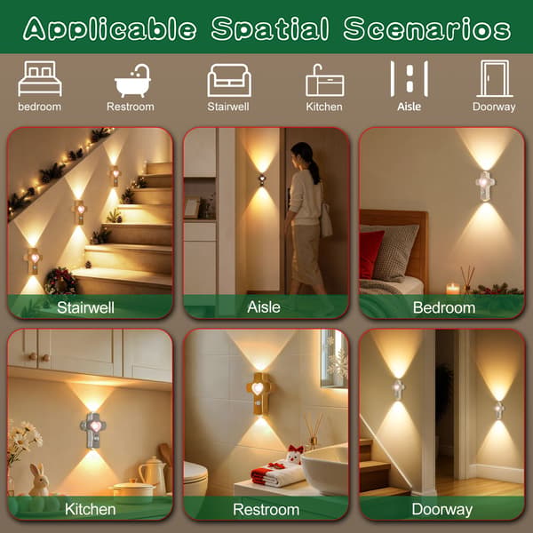 Cross vegglampe, oppladbart nattlys, bevegelsessensor, dimbar, magnetisk – hvit White