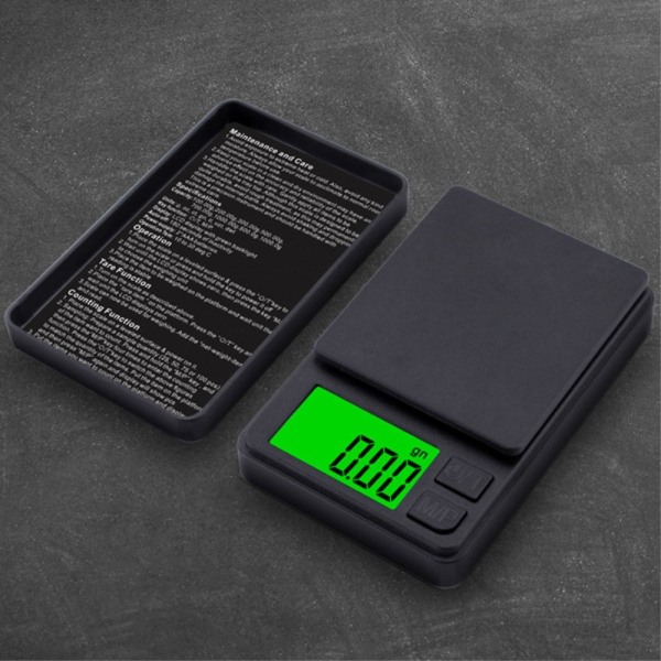 Digital Mini Kompaktvekt - Veier 0,01 gram til 500 gram Black