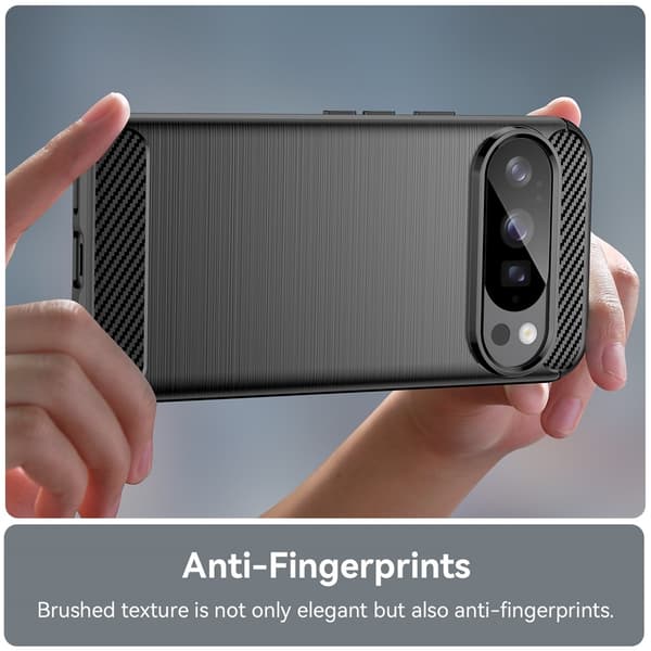 Puhelinkotelo Google Pixel 10 / 10 Pro -puhelimelle hiilikuitutekstuurilla Black
