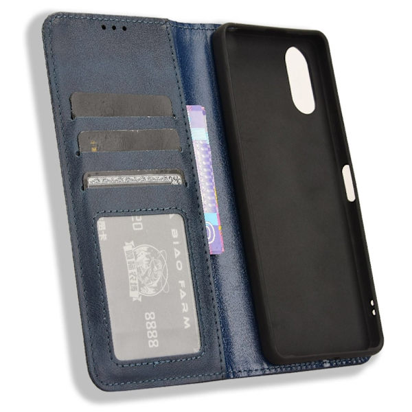 Wallet Stand Flip - telefonetui til Xperia 10 VI - Blå Blue