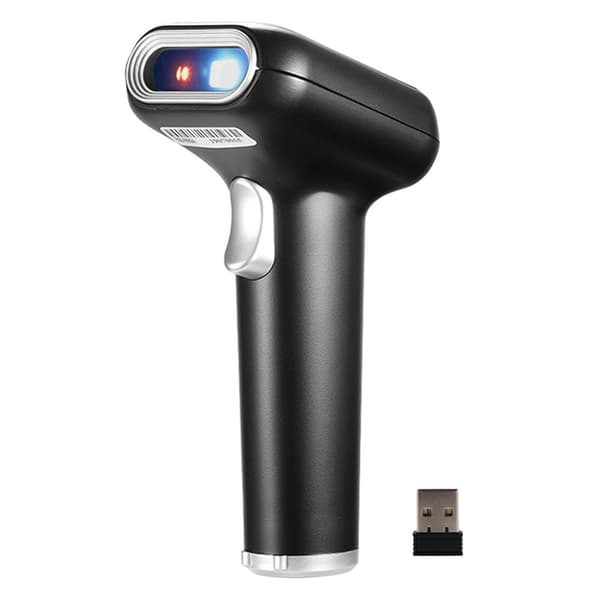 Håndscanner Stregkodescanner 2.4G trådløs stregkodelæser håndholdt Black