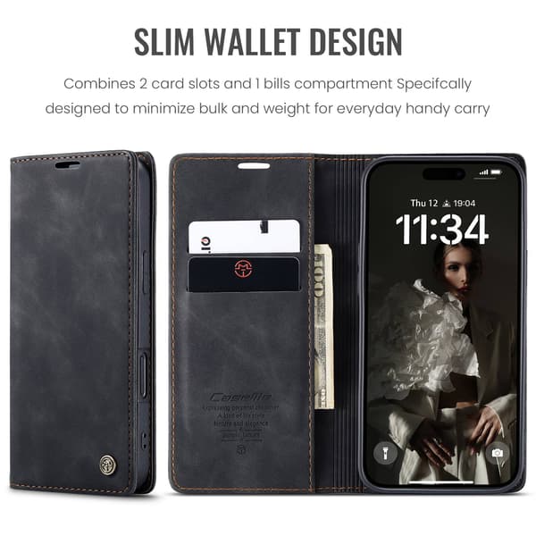 CASEME Retro lompakkokotelo iPhone 17 Black