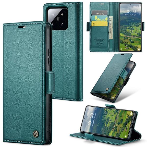 CASEME Retro Lompakkokotelo Xiaomi 14 Green