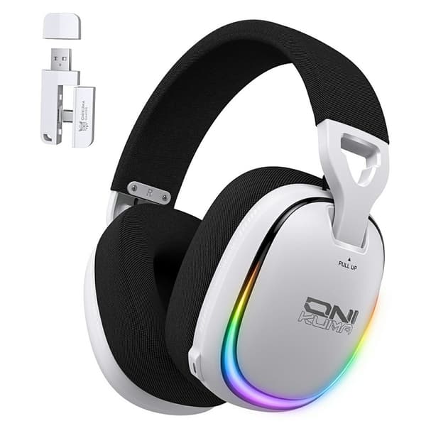 ONIKUMA GT805 Gaming Headset 4 Moduser Trådløst/Kablet Over-Ear RGB - Hvit White