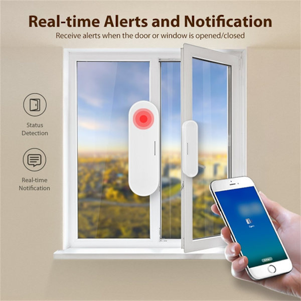 Matter Thread Dørsensor USB-drevet magnetisk Smart Home Sensor Vinduesalarm White
