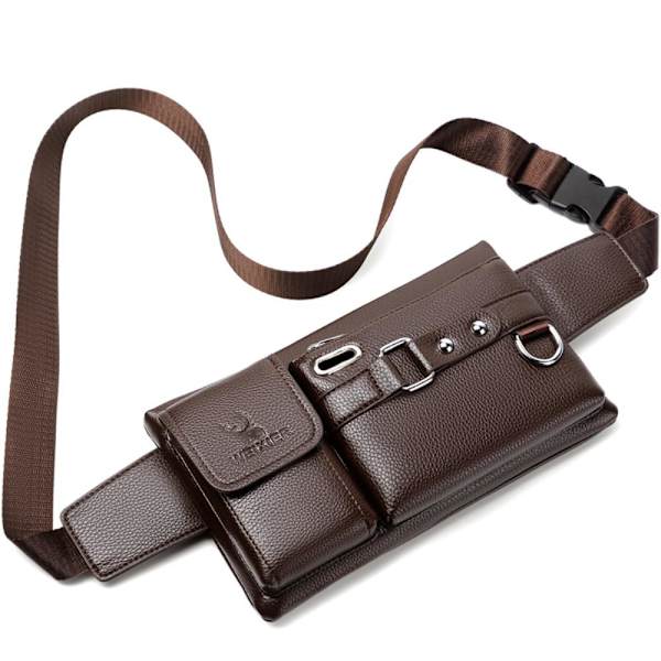 Crossbody Rintapussi Vyötäröpussi Kuulokereikällä - Ruskea Brown