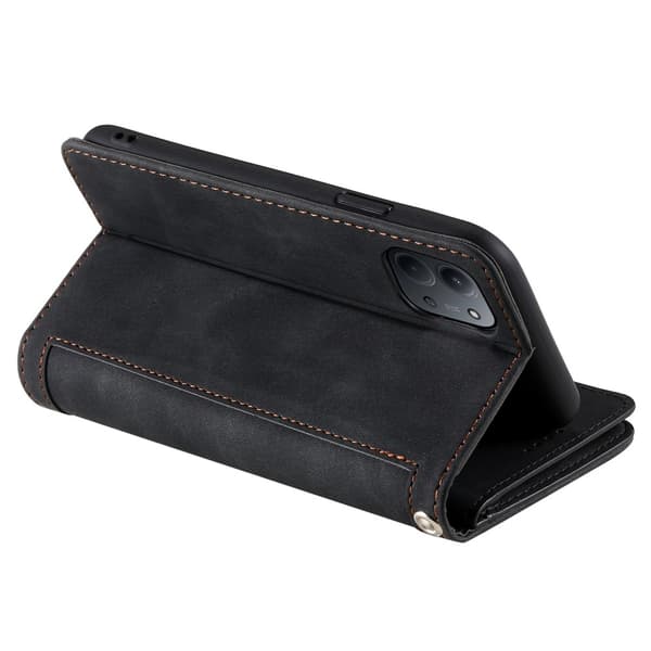 Til Xiaomi Redmi 15C Etui med Lynlåslomme og 9 Kortlommer – Sort Black