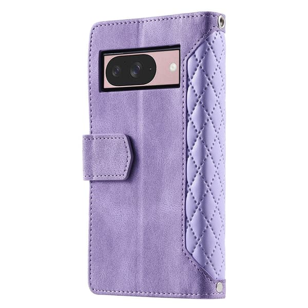 Til Google Pixel 10 Pro / 10 / 9 Pro / 9 Zipper Wallet Case Rhombus Telefoncover Purple