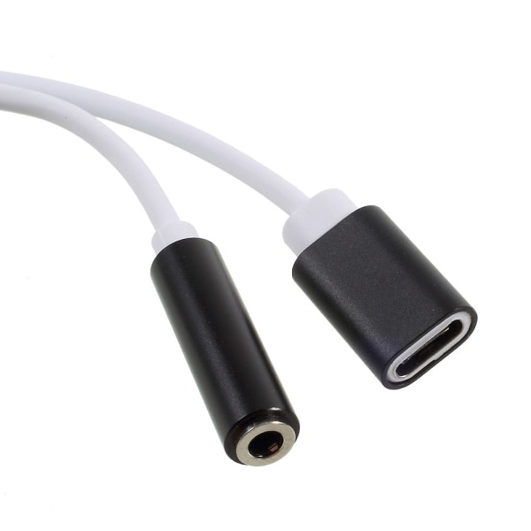 USB Type C 3,5 mm Aux Audio Opladning USB Hun Port Splitter Black