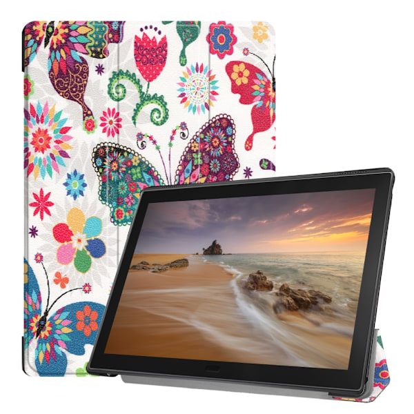 Pattern Printing Tri - fold Stand Kansi Lenovo Tab E10 - Butterfly Multicolor