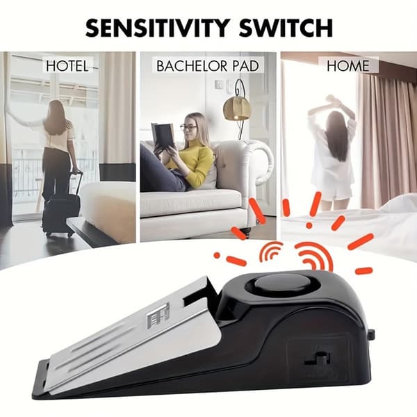 Smart dørstopper 120dB tyverialarm til beskyttelse af hotel hjemmekontor Black