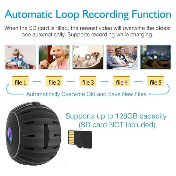 X10 Mini Kamera Camera Wireless Wifi IP Home Security Cam HD 1080P Svart