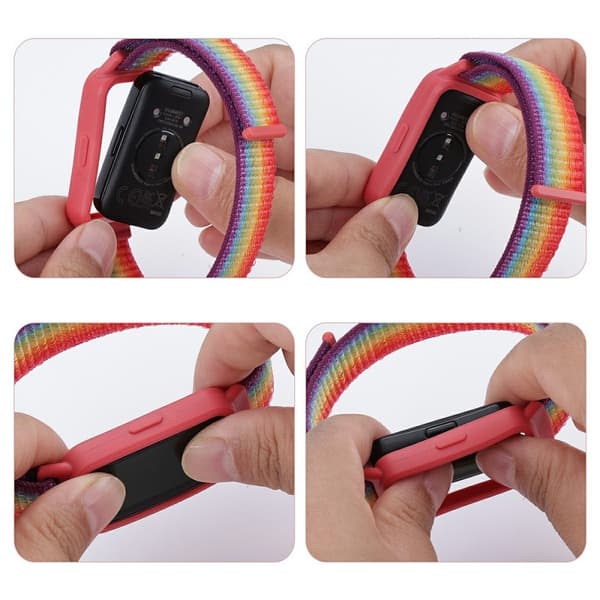 Huawei Band 8/9 Nylon Rannekellon integroitu suojakotelo Multicolor