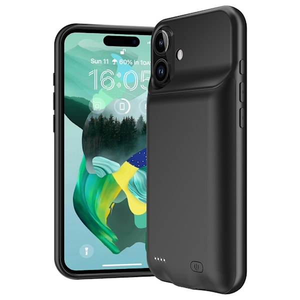 För iPhone 16 Plus 7000mAh Uppladdningsbart Batteri Skal Laddningsfodral Powerbank Transparent