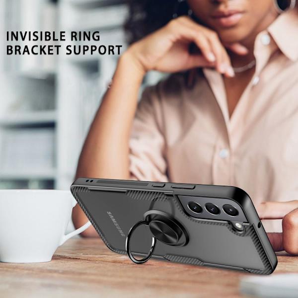 Samsung Galaxy S22 5G Fingerring Kickstand Hybrid Taske - Sort Black