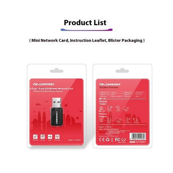 COMFAST Dual Band Gigabit WiFi-adapter 1300 Mbps USB 3.0 trådløst netværkskort Black